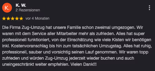 ZugUmZug Google Kundenbewertungen 4.9 Sterne